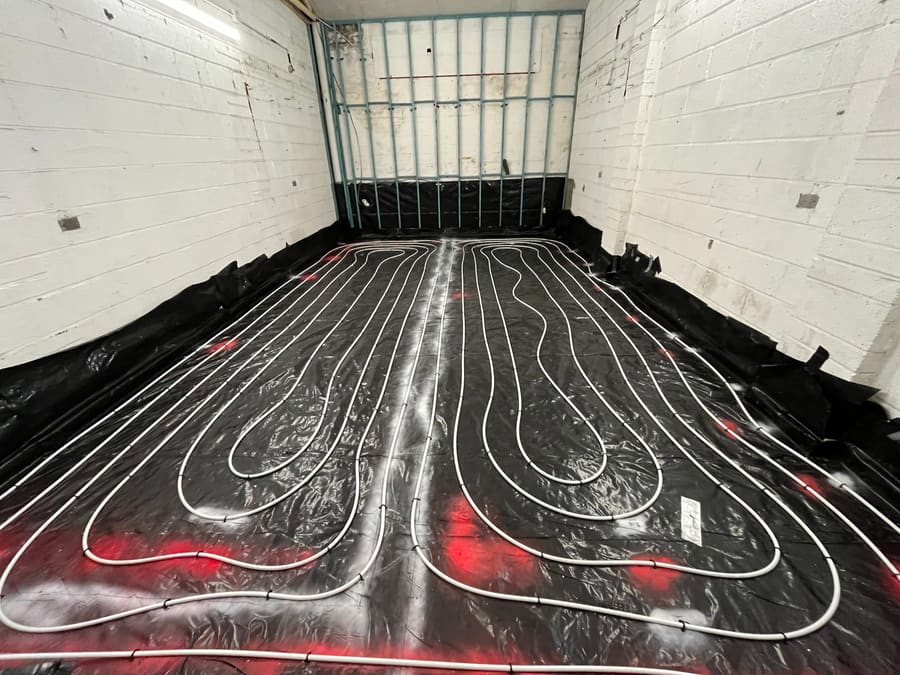 Underfloor heating pipework laid out by BOILR+ before screeding