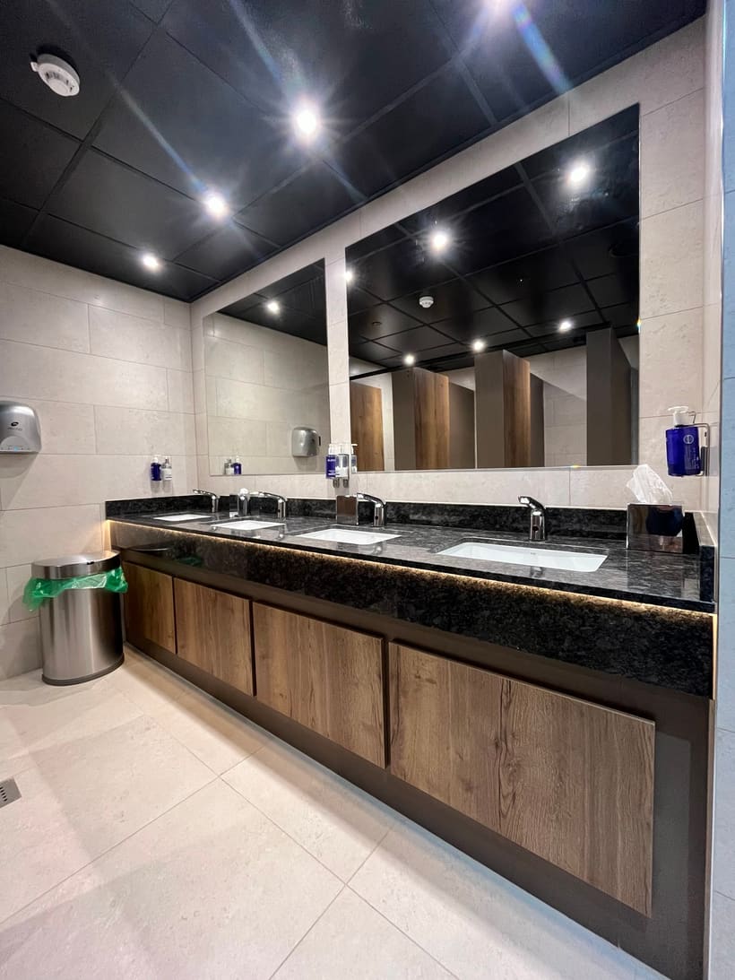 Finished commercial washroom at Coldra Court, managed by BOILR+